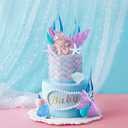 JeVenis Purple Little Mermaid Cake Topper Under the Sea Cake Decoration Seashell Cake Topper Mermaid Tail Party Supplies Sea Star Cake Decor