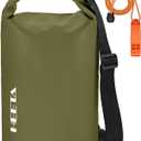 HEETA Waterproof Dry Bag for Women Men(Upgraded Version) 5L/10L/20L/30L/40L Roll Top Lightweight Dry Storage Bag Backpack with Emergency Whistle for Travel, Swimming, Boating, Kayaking, Camping, Beach (Dark Green)