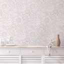 Peel and Stick Wallpaper Boho Pink and White Floral Wallpaper for Bedroom Bathroom Removable Self-adhsive Contact Paper for Cabinets Nursery Shelf Liner 17.3" x 394"