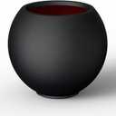 Kante Round Concrete Flower Pot, 11 Inch Dia (7.9" Opening) Sphere Shape Design Planter with Drainage Hole and Rubber Plug for Indoor & Outdoor Plants, Black Finish with Painted Interior