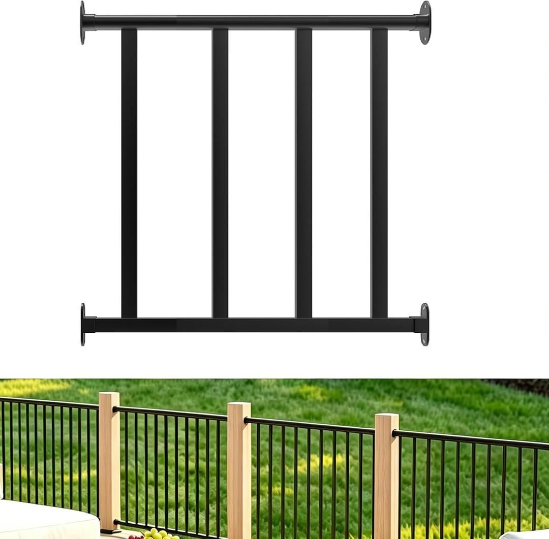 Metty metal orch and Deck Railing Kit, Aluminum Railing Kit, Finish Railing System for Outdoor Decks, Porches & Balconies (Black-1pack, 2Ft)