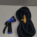 Flexi Hose Expandable Garden Hose with 8 Function Nozzle, 50FT - Lightweight Retractable Garden Hose, Water Hose - No-Kink Flexibility, 3/4 Inch Solid Brass Fittings and Double Latex Core