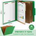 Skyygemm 48 Pcs Classification Folders Letter Size, 3 Divider Pressboard File Folder with Fasteners, Expanding File Organizer Bulk for School Teachers, Office Employee, Coworker, Staff (Green)