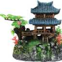 SLOCME Aquarium Classical Resin Castle Decorations - Fish Tank Realistic Details, Green Leaf Aquarium Accessories