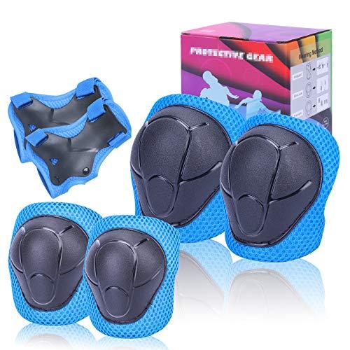 Kids Protective Gear Set SHENMOREN Knee Pads for Kids 3-10 Years Toddler Knee and Elbow Pads with Wrist Guards 3 in 1 for Skating Cycling Bike Rollerblading Scooter (Blue)