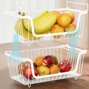 GAOKASE 4 Pcs Stackable Wire Baskets for Pantry Organizers and Storage,Vegetable Fruit Basket for Countertop,Kitchen Storage Metal Baskets,Produce Potato Onion Storage Bin,White