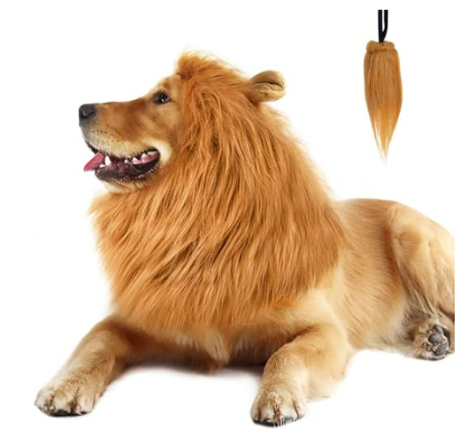 CPPSLEE Lion Mane for Dog Costumes, Realistic Wig for Medium to Large Sized Dogs, Halloween Costumes (Brown)