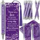 60 Set Memorial Funeral Favors for Guests Funeral Favors for a Memorial Service Ballpoint Pens and Poem Prayer Bookmarks Celebration of Life Condolence Bereavement Gift(Purple White)