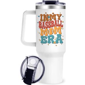 40oz Baseball Mom Tumblers for Women , Baseball Mom Gifts for Mother from Daughter Son, Baseballs Lovers Tumbler with Handle, Baseballs Cup Moms Gift for Women on Valentines Day Birthday Mothers Day