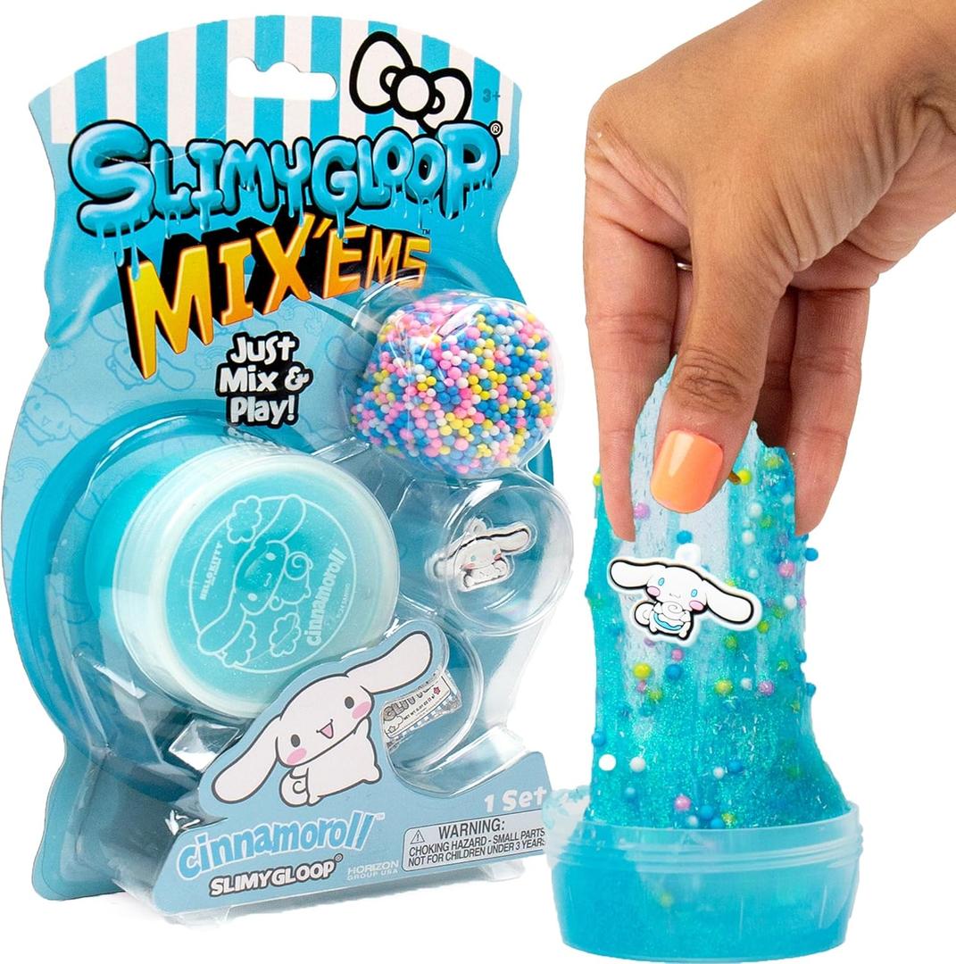 Cinnamoroll SlimyGloop Mix'EMS Slime with Blue Glitter, Hello Kitty Charms & Party Favors for Kids (Ages 6-12)