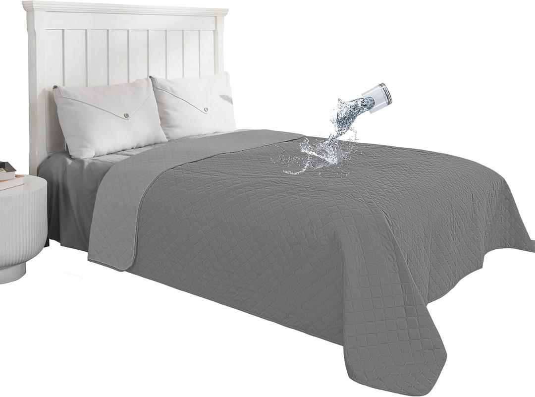 Easy-Going 100% Waterproof Dog Bed Cover Reversible Leak Proof Couch Cover Washable Sofa Cover Furniture Protector Blanket for Pets Kids Children Dog Cat (96x90 Inch, Gray/Light Gray)