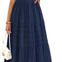 MEROKEETY Womens Summer Casual Midi Maxi Dress 2026 Beach Vacation Sleeveless Boho V Neck Cotton Modest Long Dresses Pockets