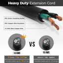 FIRMERST 1875W Heavy Duty Extension Cord 3 Feet 14 AWG 15A Black UL Listed