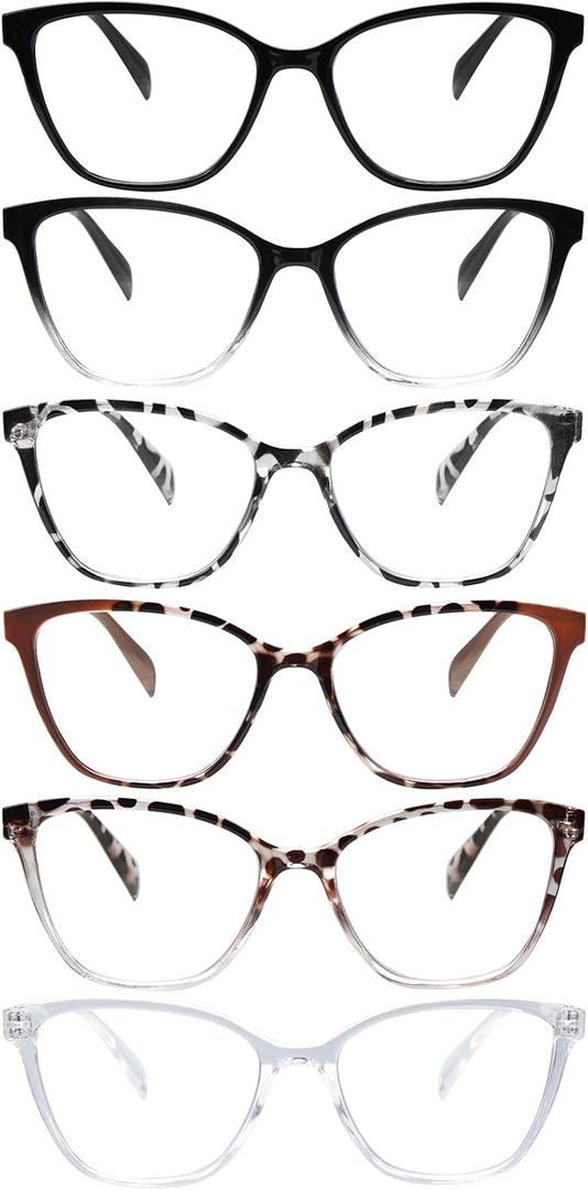 6 Pack Professional Reading Glasses,Lightweight Blue Light Blocking Readers for Men Women,Anti Eyestrain Spring Hinges
