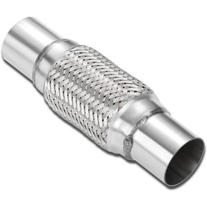 DNA MOTORING Exhaust Flex Pipe, 2.25" x 6" x 10" Stainless Steel Double Braid Heavy Duty Exhaust Flexible Tube, Universal type Muffler Pipe, FXP-225-6-10