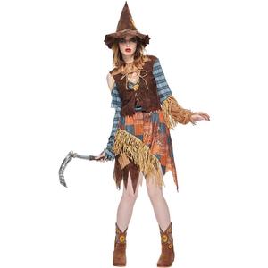 EraSpooky Women Wicked Scarecrow Costume Adult Halloween Straw Dress Kit (Medium)