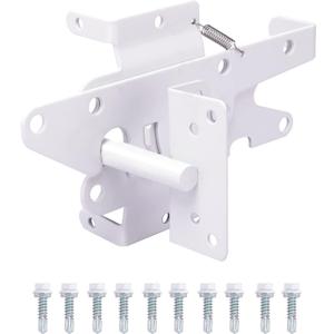 Heavy Duty Gate Latch, Post Mount Automatic Self-Closing Door Latch, for Wooden/Vinyl Fence, Pool, Garden Outdoor, W/Mounting Screws (White)