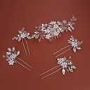 Wedding Hair Accessories Set for Women and Girls, Includes 1 Hair Comb and 4 Pearl Hair Pins for Brides and Bridesmaids, Silver
