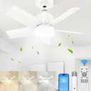 VOLISUN Socket Fan Light with Remote, Socket Ceiling Fan with Dimmable Led Light Bulb, 3CCT, 1500 Lumen Light Socket Fan, Screw in Small Ceiling Fan for Bedroom, Kitchen, Living Room, Garage(White)