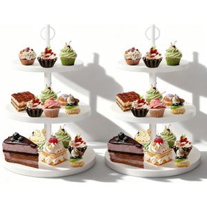 3 Tier Round Rustic Cupcake Stand Holds 50 Cupcakes | Round Cupcake Tower Stand， Rustic Dessert Table Display Set，Can Hold 50 Cupcakes， for Home Tea Party, Wedding