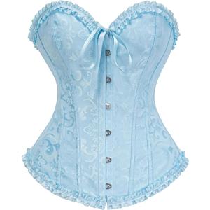 Bustier Corset Top for Women | Overbust Lace Up Waist Cincher Shapewear Lingerie (Small, Cabana Blue)