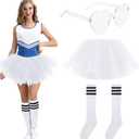 Tutus for Women Adult,5 Layered Tulle Neon Tutu Skirt with Tube Socks & Sunglasses for Running Ballet Dance USA 250th Party