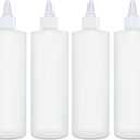 BRIGHTFROM Condiment Squeeze Bottles, 16 OZ Empty Squirt Bottle with Twist Top Cap, Leak Proof - Great for Ketchup, Mustard, Syrup, Sauces, Dressing, Oil, Arts and Crafts, BPA FREE Plastic - 4 PACK