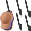 Kssvzz 5 Pack Metal Hat Racks for Baseball Caps - Wall Holder, Storage Organizer for Ball Caps, Heavy Duty Hangers With Strong Adhesive/Wall Drilled for Closet, Bedroom, Door, Home (Black)
