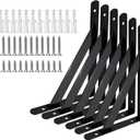 Heavy Duty Shelf Brackets 20 x 12 Inch 4 6 8 10 12 14 16 18 Inch Wall Mount Shelving Brackets Floating Shelf Hardware for Shelves (3 PairsBlack)