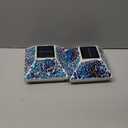 SUNNYPARK 2PK Mosaic Solar Post Cap Lights Outdoor for 4x4, 3.5x3.5 Post Crackled Glass Deck Fence Lamp Weatherproof LED Light Decor in Garden, Yard, Outdoor Table, Balcony, Landscape- Cyan Blue