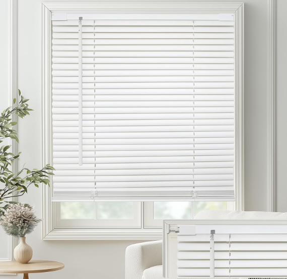 MYshade No Tools-No Drill Cordless 1" Light Filtering Vinyl Mini Blinds for Indoor Windows - 30" W x 64" H,Horizontal Shades, Home/Office Privacy with Smooth Lift & Dustproof Slats (White)