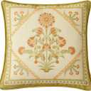 Livebee Spring Floral Block Print Throw Pillow Cover 18"X18"