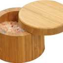 2 x Round Bamboo Salt Box Eco-Friendly, 100% Organic bamboo, Professional-Grade,The best salt storage container on the market.