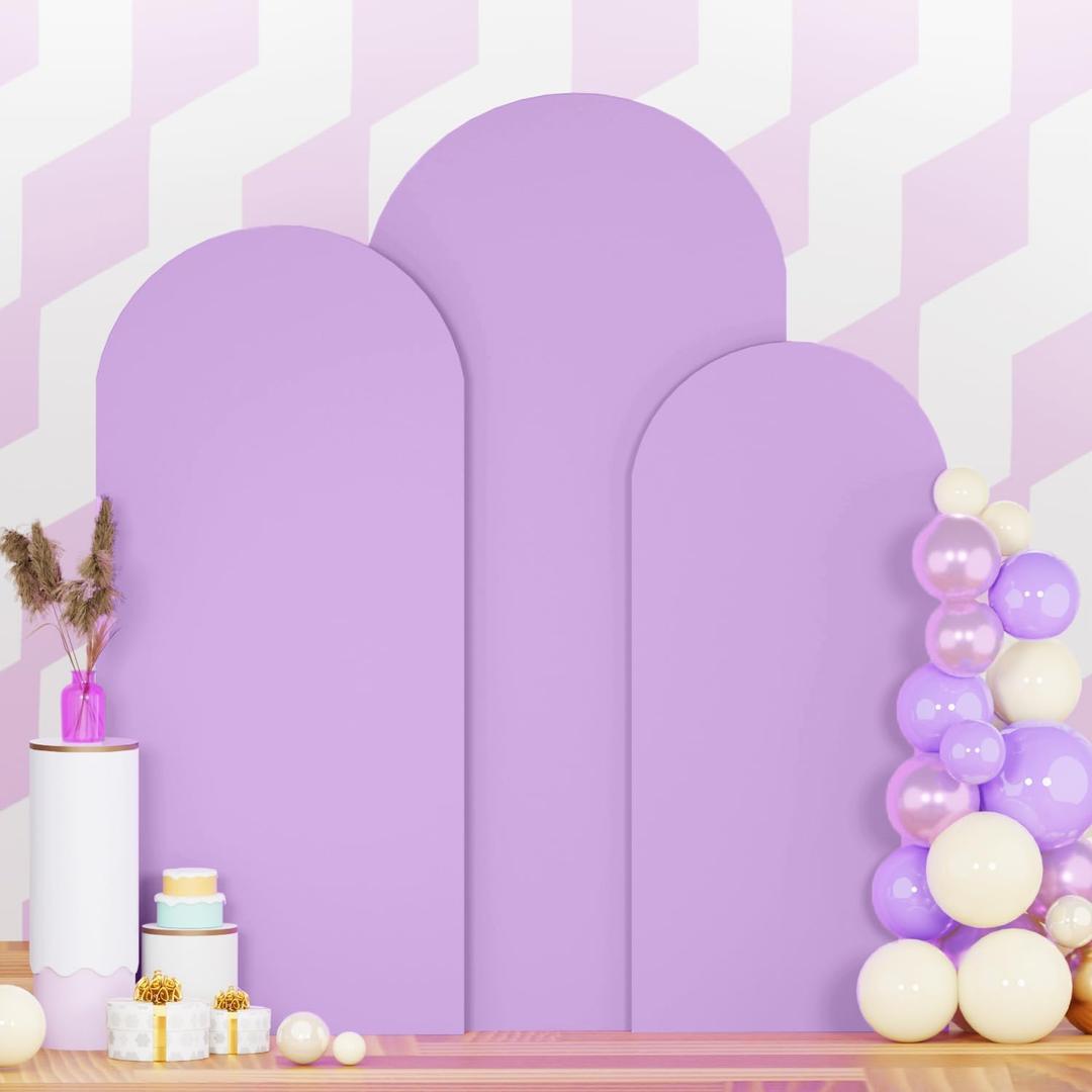 7.2ft 6.6ft 6ft Arch Covers Lavender Wedding Arch Cover Set of 2 Balloon Arch Spandex Cover Purple Arch Backdrop Cover Round Top Chiara Backdrop Cover for Happy Birthday Party Arch Decoration