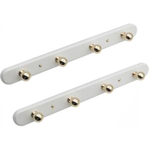 Wall Mounted Coat Hook Rack with Gold Hooks 2 Pack, Modern Wood Wall Organizer for Hanging Coats, Hats, Towels, Bags,Jackets, Keys (White)