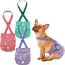 Pet Soft Dog Diapers Female with Suspenders, 3 Pack Reusable Female Dog Diapers for Heat, Dog Period Panties for Doggie in Cycle(Small, Pinkycolor) (Small:10''-14'')
