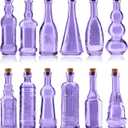 Small Mini Purple Vintage Glass Bottles with Corks, Mini Vases, Decorative Glass Bottle, Potion Bottles, Assorted Design Set of 12 pcs, 4.6 Inch Tall (11.43cm), 1.4 Inch Wide (3.56cm)