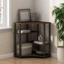 Furinno Turn-N-Tube Storage Shelves, 4-Tier Corner Shelf, Toolless Assembly Display Rack, Corner Bookshelf for Small Space, for Organization and Storage, Living Room, Home Office, Columbia Walnut