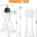 Folding Stool, White 24 Inch Foldable Bar Stool with Handle