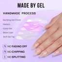 BTArtbox Press On Nails Medium Almond - Press on Nails Chrome Nails, Light Weight & Fit Perfectly Fake Nail with Nail Glue, Nude Glue On Nails in 16 Sizes, Glazed Donut
