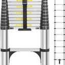DEZEX Telescoping Ladders 16.5 FT Aluminum Ladder - One-Button Retraction Collapsible Extension Ladder for Home, Outdoors, RV, Attic & Loft, Lasts 330 LBS with 2 Triangle Stabilizers