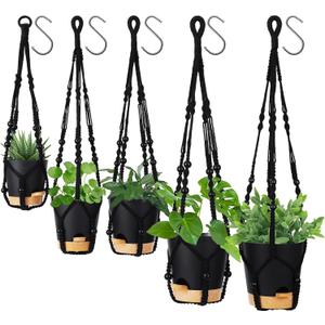 GARDIFE Hanging Planters for Indoor Plants,5Pcs Hanging Basket for Indoor Boho Home Decor,Macrame Plant Hanger,35 Inches,29Inch,23Inch, Ivory,Self Watering Planters, 7/6.5/6/5.5/5 Inch,Black&Black GARDIFE Hanging Planters for Indoor Plants,5Pcs Hanging Basket for Indoor Boho Home Decor,Macrame Plant Hanger,35 Inches,29Inch,23Inch, Ivory,Self Watering Planters, 7/6.5/6/5.5/5 Inch,Black&Black
