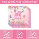 Egami 48pcs Mother's Day Party Supplies,include 24 dessert plate, 24 Napkin,Used for Mother's Day Birthday Party Decoration
