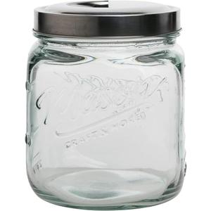 Mason Craft & More Airtight Kitchen Food Storage Clear Glass Pop Up Lid Canister, Medium 2.7 Liter,  Pop Up Canister