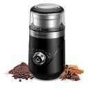 SHARDOR Electric Super Silent Blade Coffee Grinder, Timed Grind Control Rotary Knob, Adjustable Coarse to Fine for Coffee Beans, Spices & Herbs, with 1 Removable Stainless Steel Bowl, Black