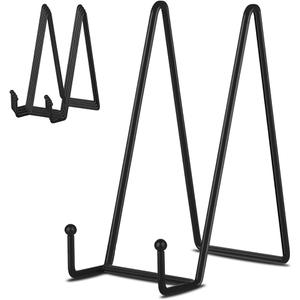 IBosins 4 Pack 8 Inch Plate Holder Display Stands, Large Metal Black Frame Stand for Picture, Book, Photo Easel, Creation, Collectibles