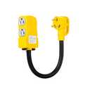 1.5FT 30Amp to 20 Amp 120V RV Distribution Adapter.3 Prong NEMA Male Plug TT-30P to Female Receptacle 4*5-20R/5-15R with Circuit Breaker.RV Generator Adapter, Cord Yellow