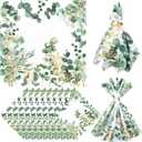 12 Pcs Eucalyptus Greenery Cloth Napkins 20"x20" Washable Dinner Tea Party Napkins for Kitchen Party Wedding Restaurant Indoor Outdoor Botanical Fresh Spring Summer