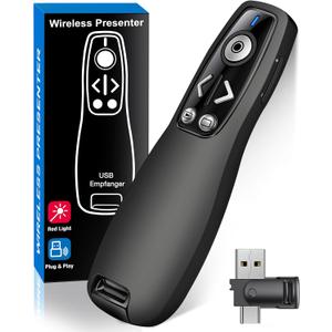 Presentation Clicker Wireless Presenter Remote for PowerPoint, Powerpoint Clicker with Volume Control PowerPoint Slide Advancer for Mac, Computer, Laptop-E600