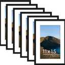 PEALSN 11x15 Picture Frames Set of 6, Display Pictures 8x12 with Mat or 11x15 without Mat for Wall Mounting, Photo Frames Collage for Wall Decor, Black.